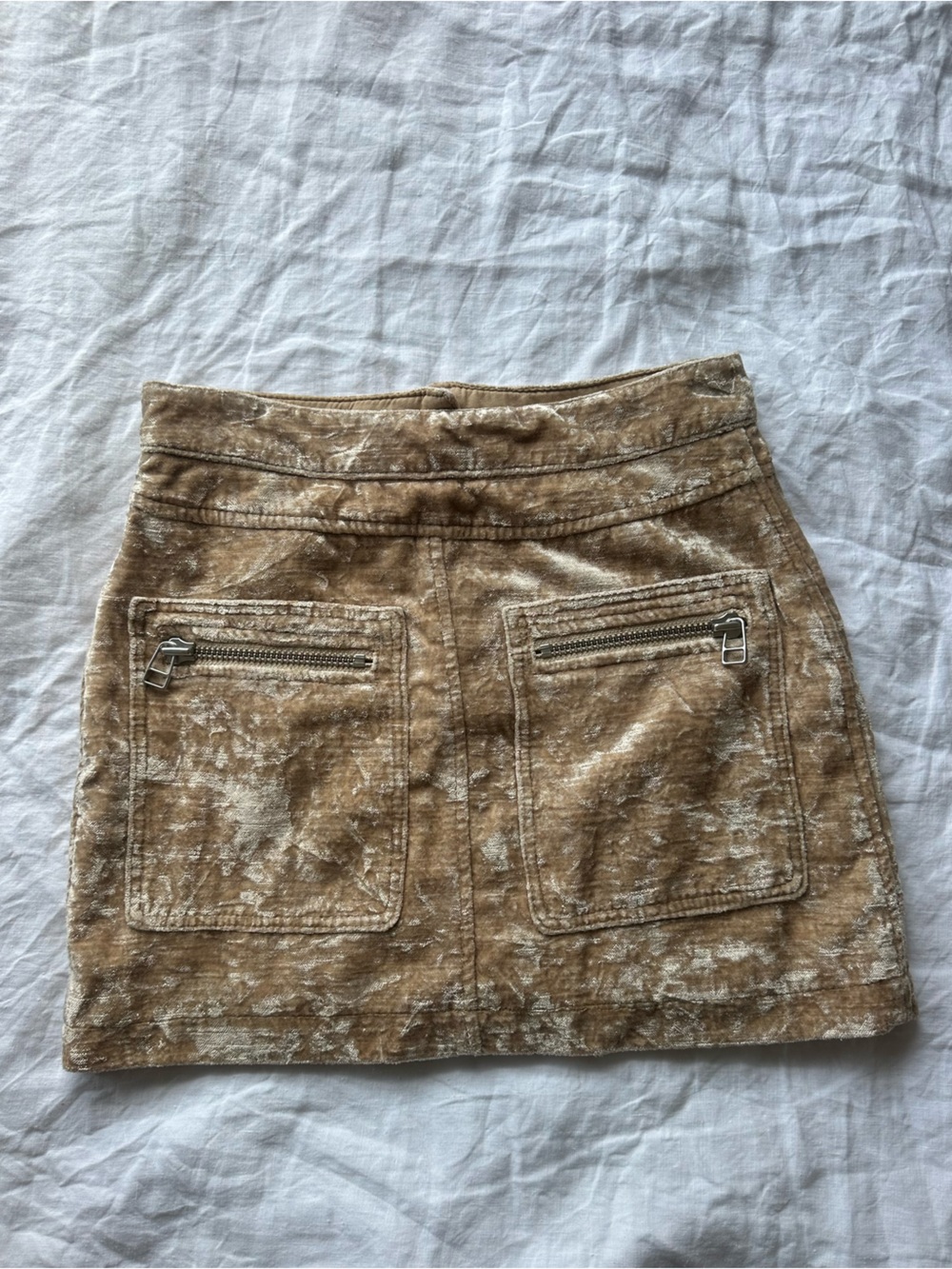 Free People Velvet Mini Skirt in Taupe/Silver Crush